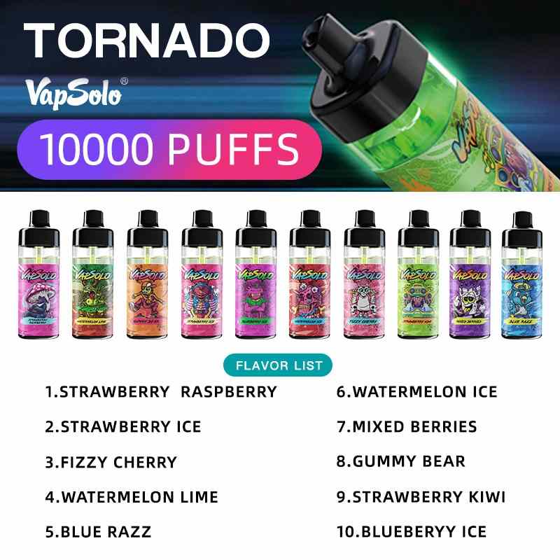 Hot-Selling-Vapsolo-10000-Fruit-Flavors-Rechargeable-Cartridge-Disposable-E-Cigarette-VIP-Smoke-Price-Vape-RandomVapSolo TORNADO 10000